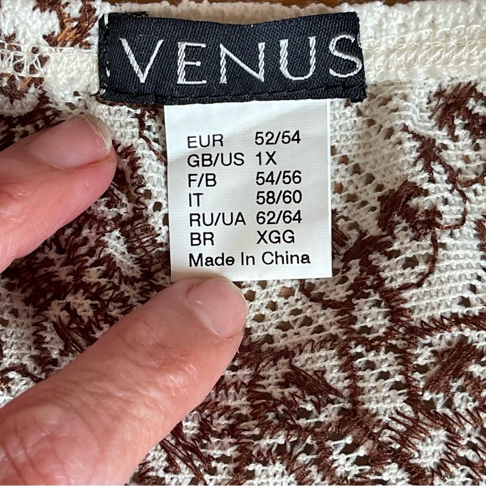 Venus Bohemian Spaghetti Strap Maxi Lace Overlay Dress Sz 1X Chevron Embroidered - Picture 10 of 16